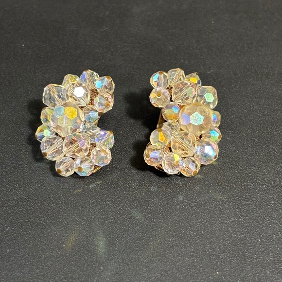 Alice Caviness Jewelry - ALICE CAVINESS Clear AB Crystal Climber Gold-Tone Vintage Clip Earrings ER1